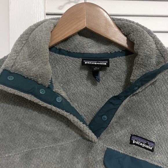 Patagonia Synchilla Snap-T Fleece Pullover Women’s Medium Gray Teal Trim - Picture 2 of 7
